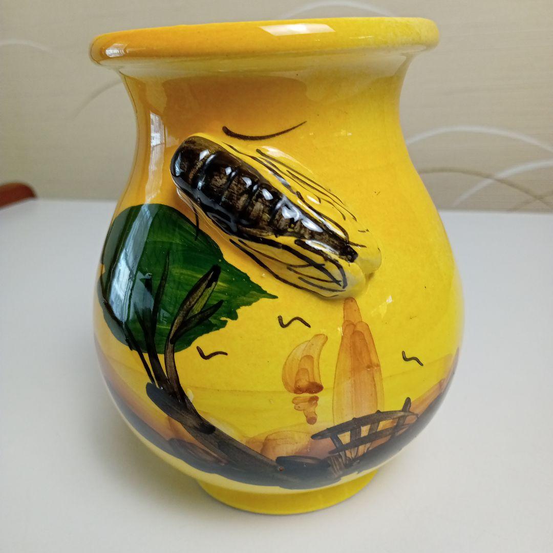 ビンテージ　フランス　エクサンプロヴァンス　花瓶　蝉 E−595